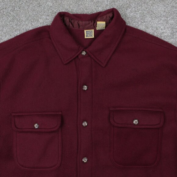 Vintage North West Blue Shirt Mens Medium Red Polyester Double Pocket L/S Button - Picture 5 of 11